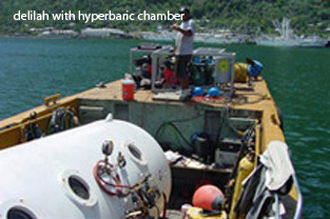 Delilah with its four point mooring system