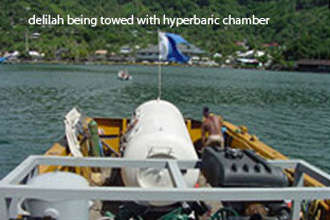 Delilah being towed with hyper bane chamber.